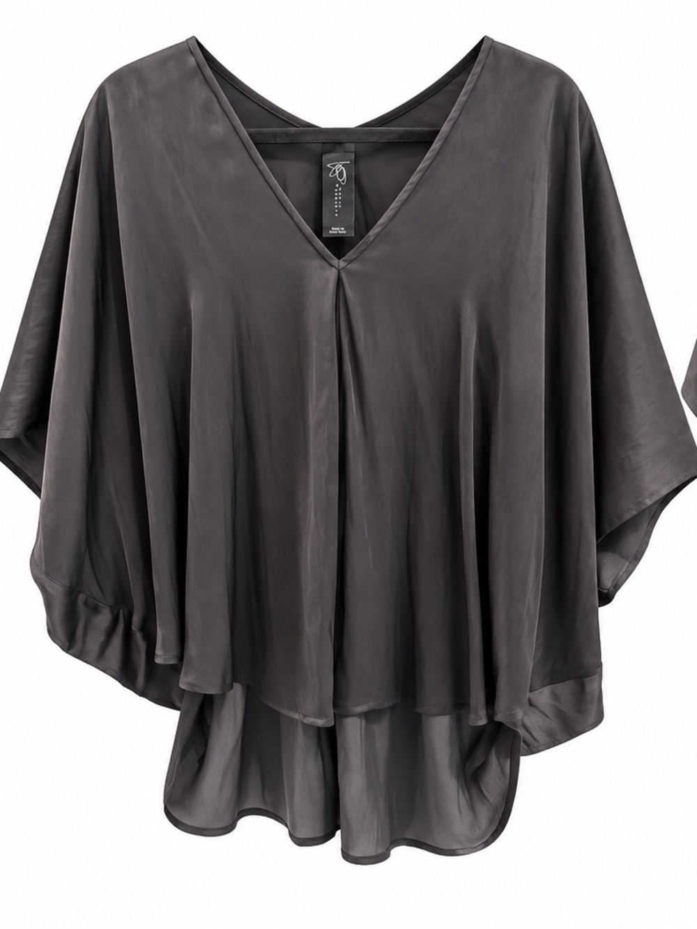 Zero + Maria Cornejo Charcoal Draped V-Neck Top – Size 4